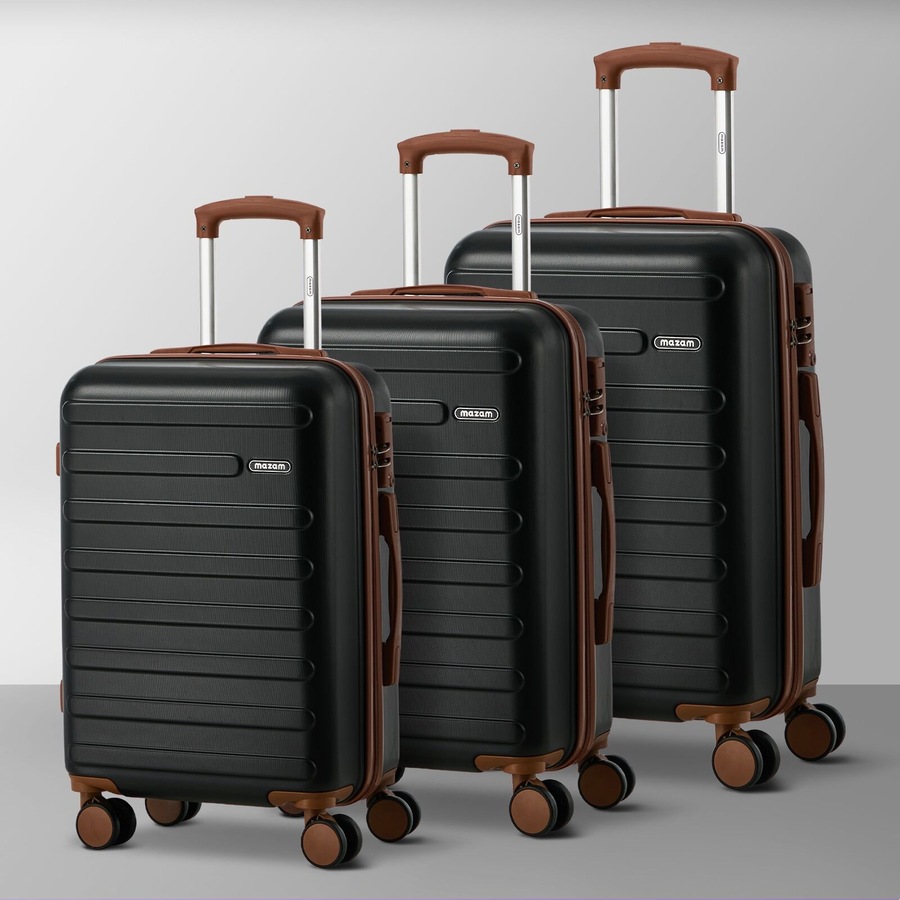 Mazam 3PCS Luggage Suitcase Trolley Set TSA Lock Black