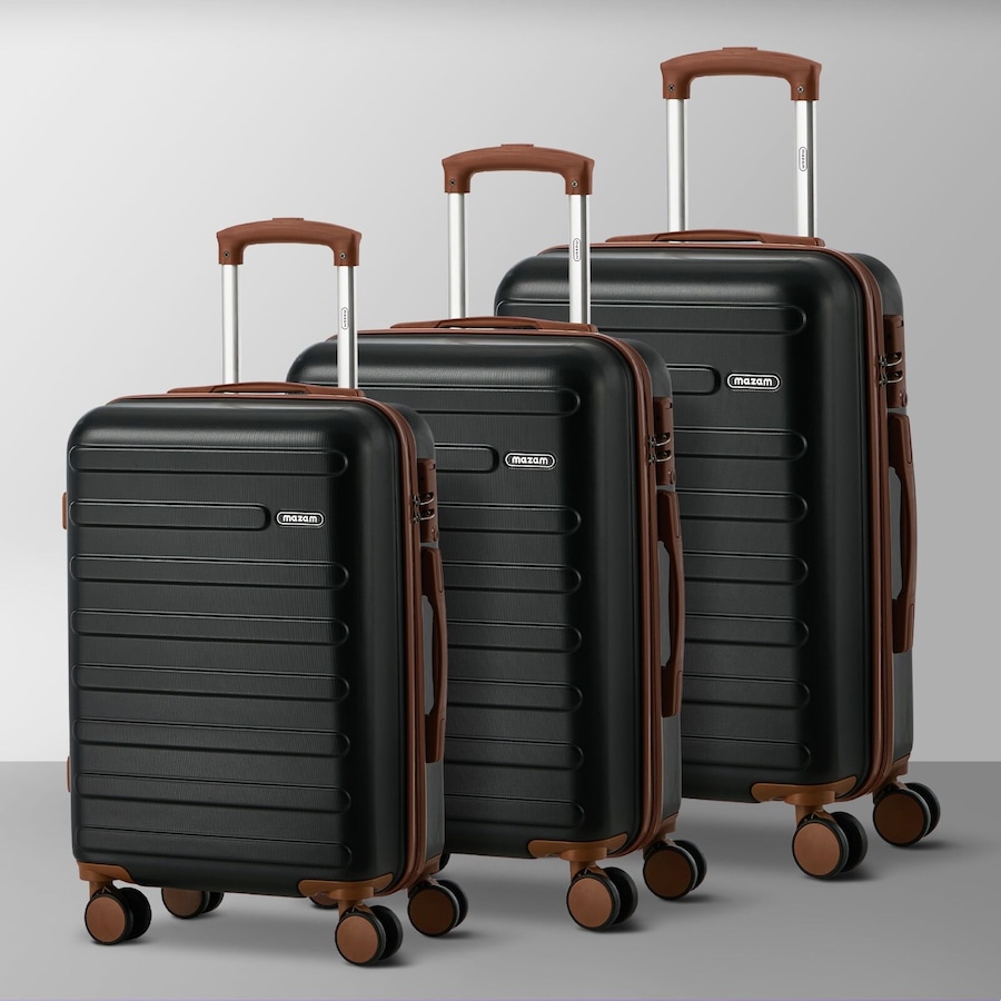 Mazam 3PCS Luggage Suitcase Trolley Set TSA Lock Black