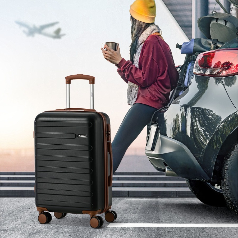 Mazam 3PCS Luggage Suitcase Trolley Set TSA Lock Black