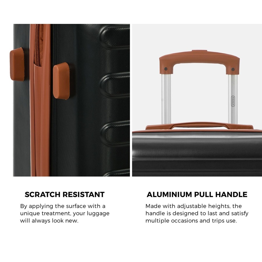 Mazam 3PCS Luggage Suitcase Trolley Set TSA Lock Black