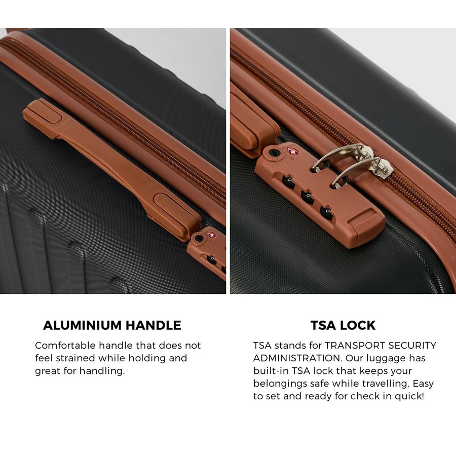 Mazam 3PCS Luggage Suitcase Trolley Set TSA Lock Black