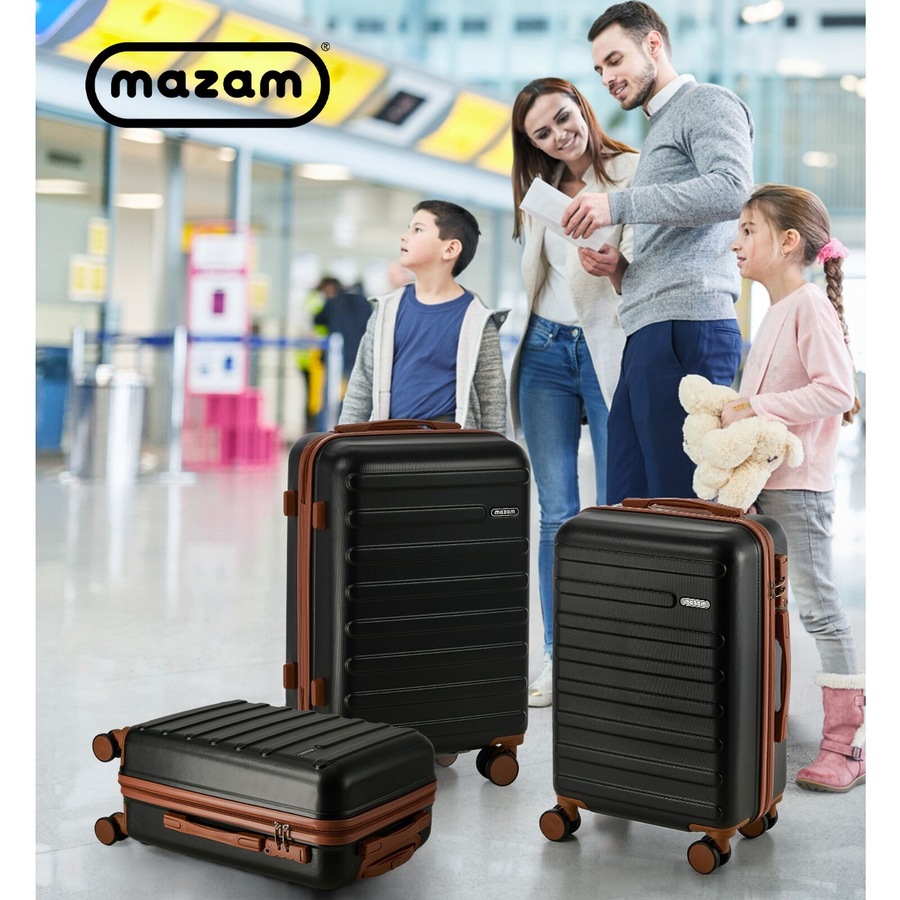 Mazam 3PCS Luggage Suitcase Trolley Set TSA Lock Black