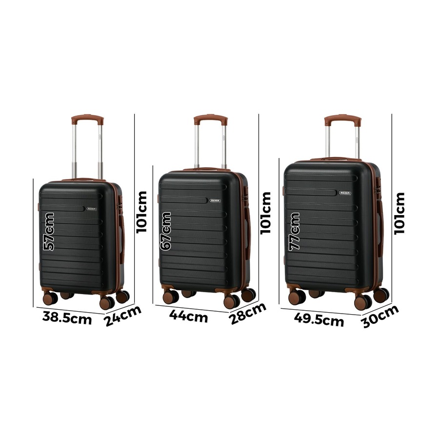 Mazam 3PCS Luggage Suitcase Trolley Set TSA Lock Black