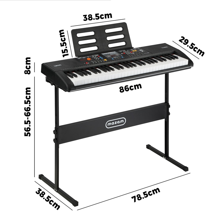 Mazam 61 Keys Electronic Piano Keyboard Electric Keyboards With Stand Holder Microphone Beginner Kids Gift