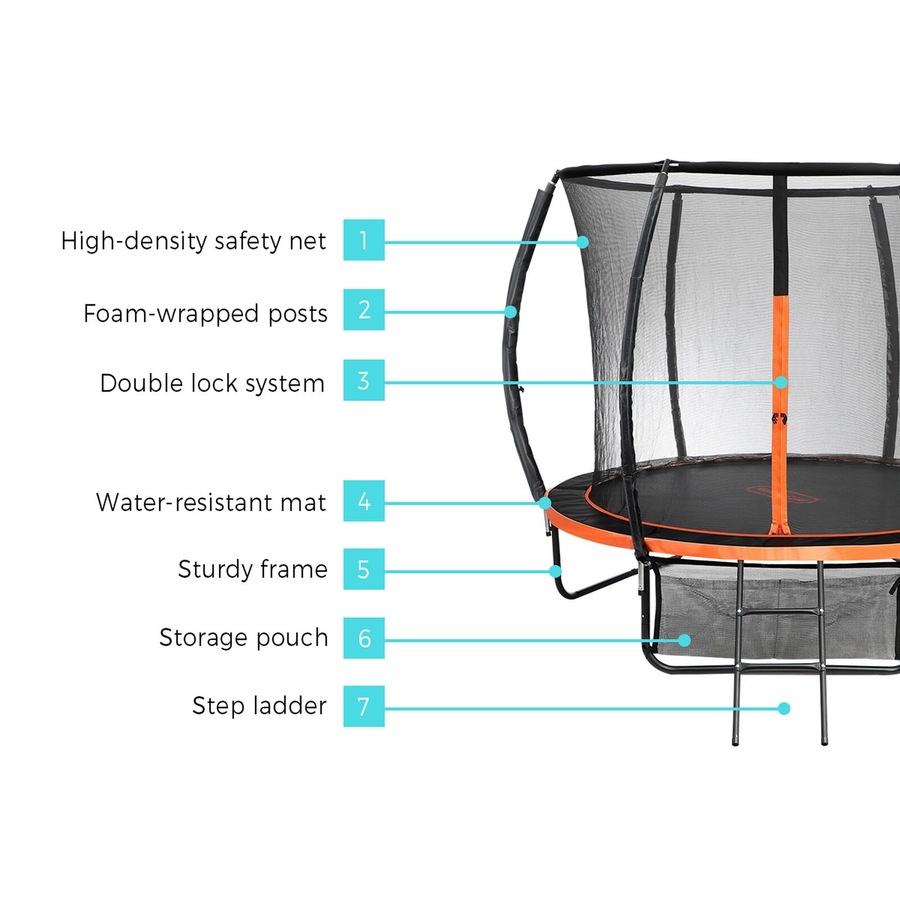 Mazam 8FT Trampoline Round Kids Trampolines Enclosure Safety Net with Ladder
