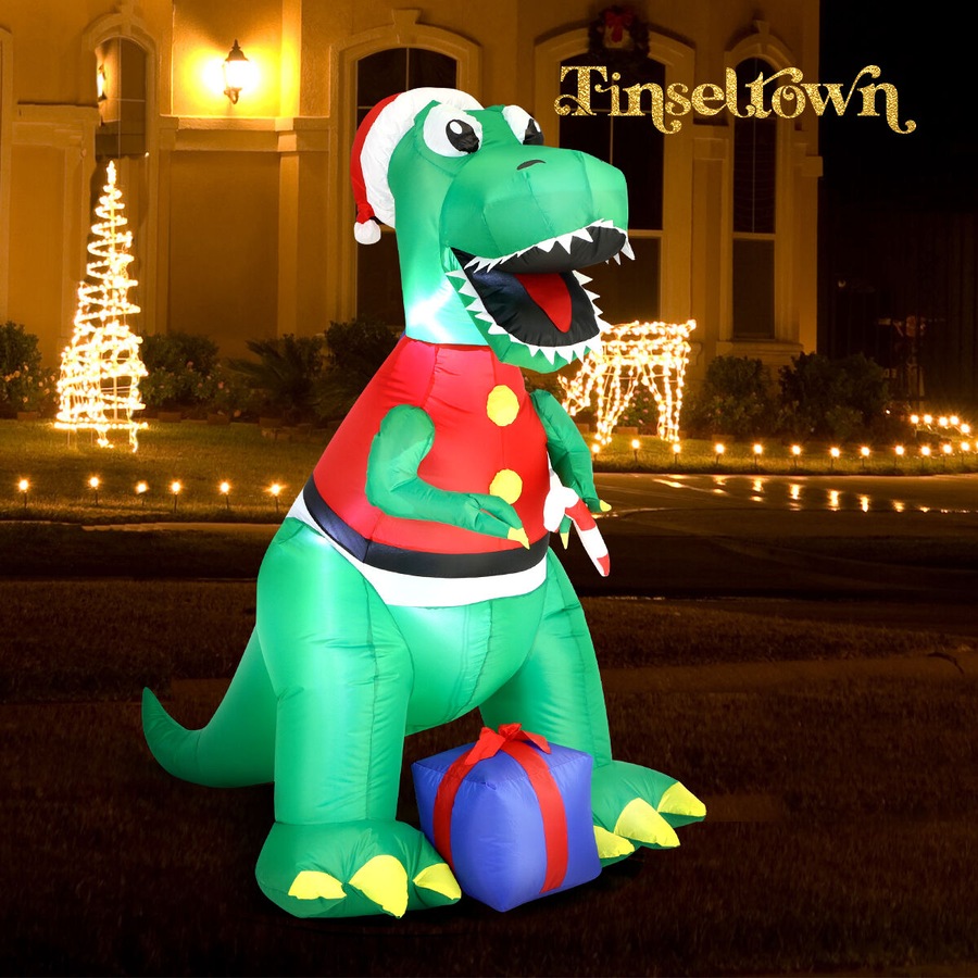 Tinseltown Christmas Inflatable Dinosaur 1.8M Xmas LED Lights Outdoor Decoration