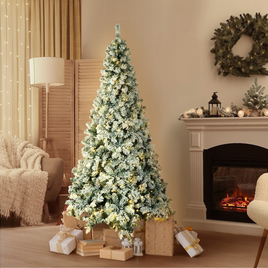1.8M LED Christmas Tree Tinseltown 6FT Xmas Trees White Snow Flocked Decorations