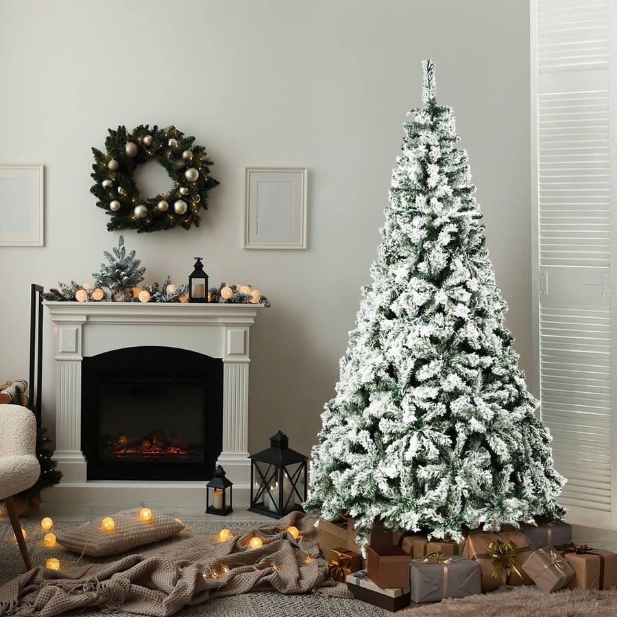 2.1M Christmas Tree Tinseltown 7FT Xmas Trees Decor White Snow Flocked 900 Tips