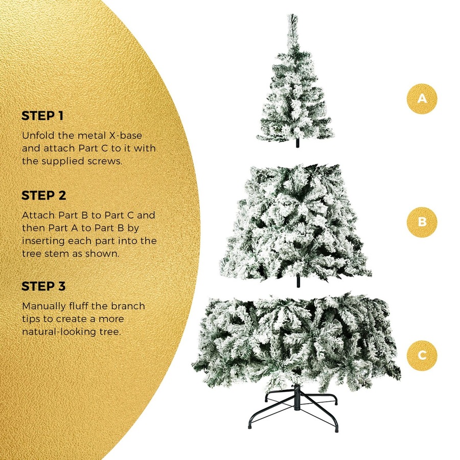 2.1M Christmas Tree Tinseltown 7FT Xmas Trees Decor White Snow Flocked 900 Tips