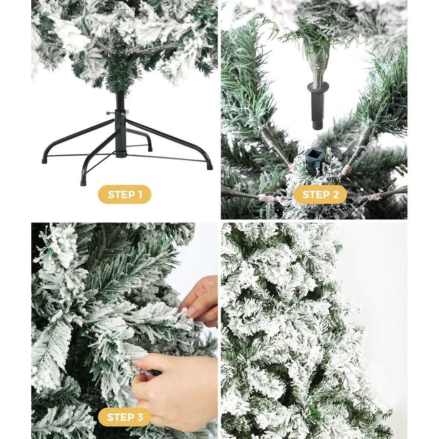 2.1M Christmas Tree Tinseltown 7FT Xmas Trees Decor White Snow Flocked 900 Tips
