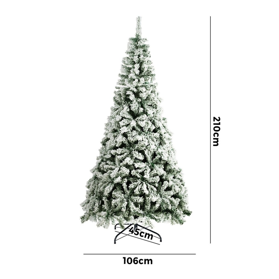 2.1M Christmas Tree Tinseltown 7FT Xmas Trees Decor White Snow Flocked 900 Tips