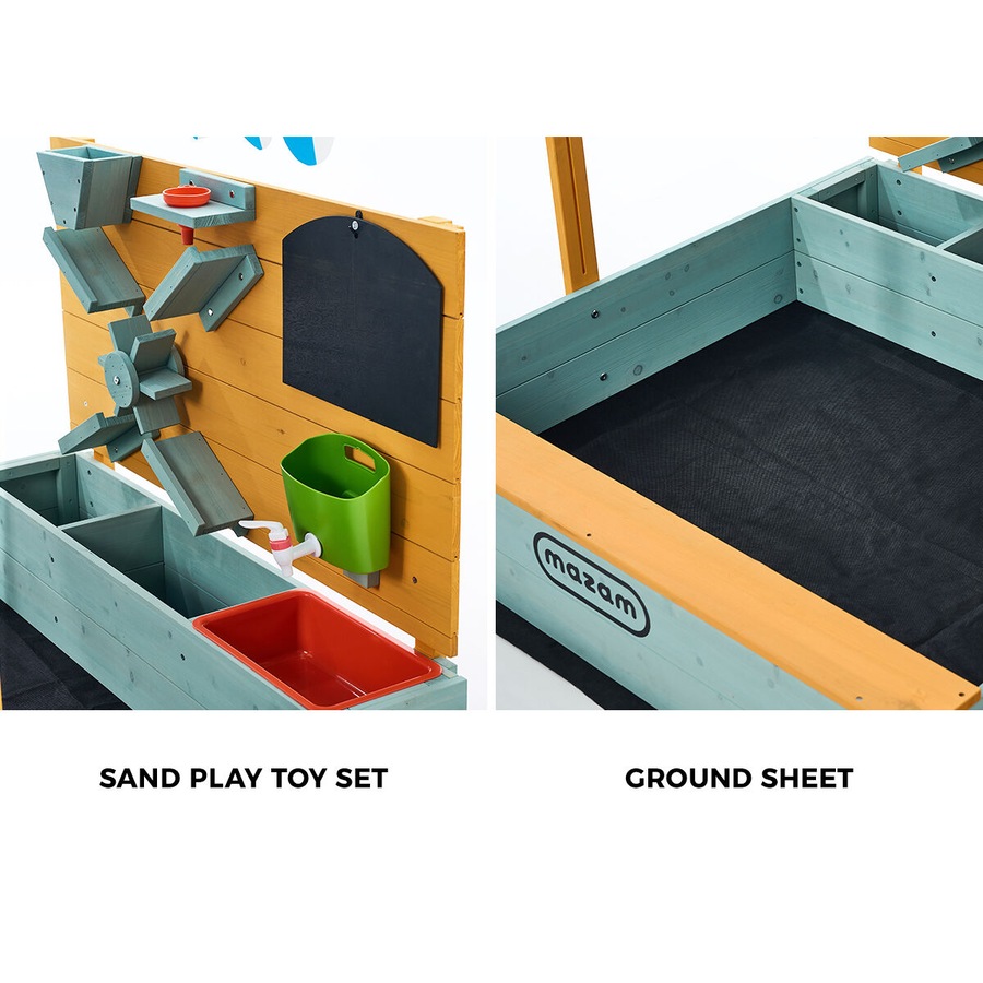 Mazam Kids Sandpit Outdoor Wooden Sandbox Beach Play Canopy Sand Play Toy Set