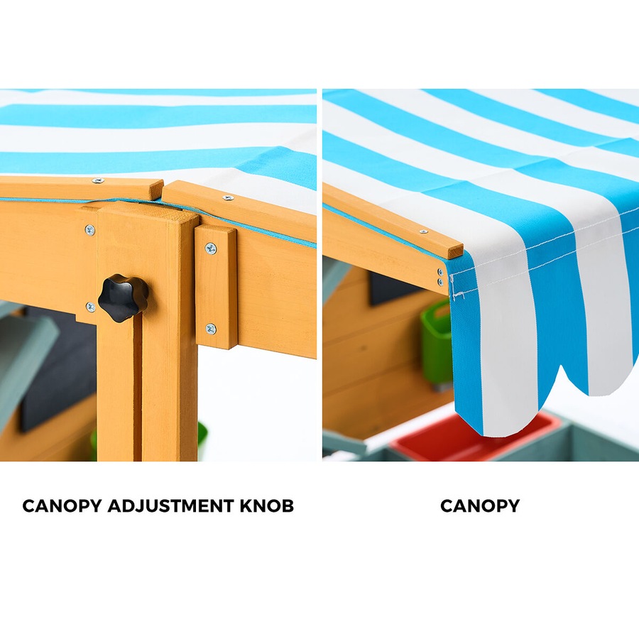 Mazam Kids Sandpit Outdoor Wooden Sandbox Beach Play Canopy Sand Play Toy Set