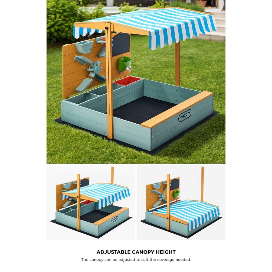 Mazam Kids Sandpit Outdoor Wooden Sandbox Beach Play Canopy Sand Play Toy Set