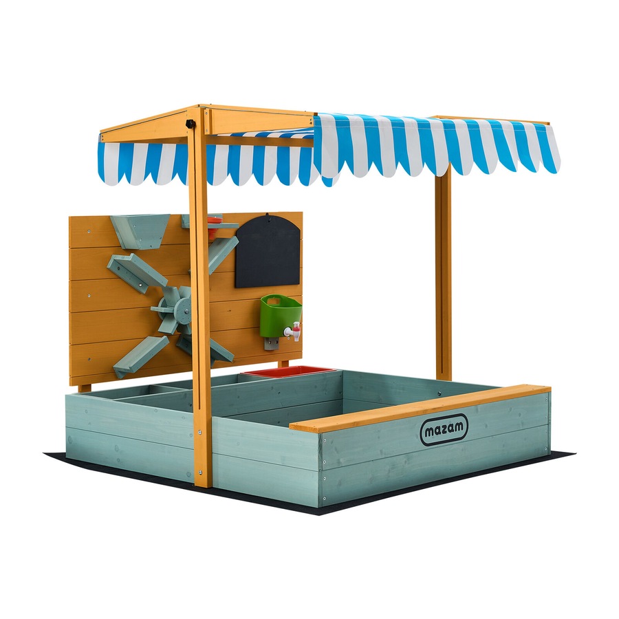 Mazam Kids Sandpit Outdoor Wooden Sandbox Beach Play Canopy Sand Play Toy Set