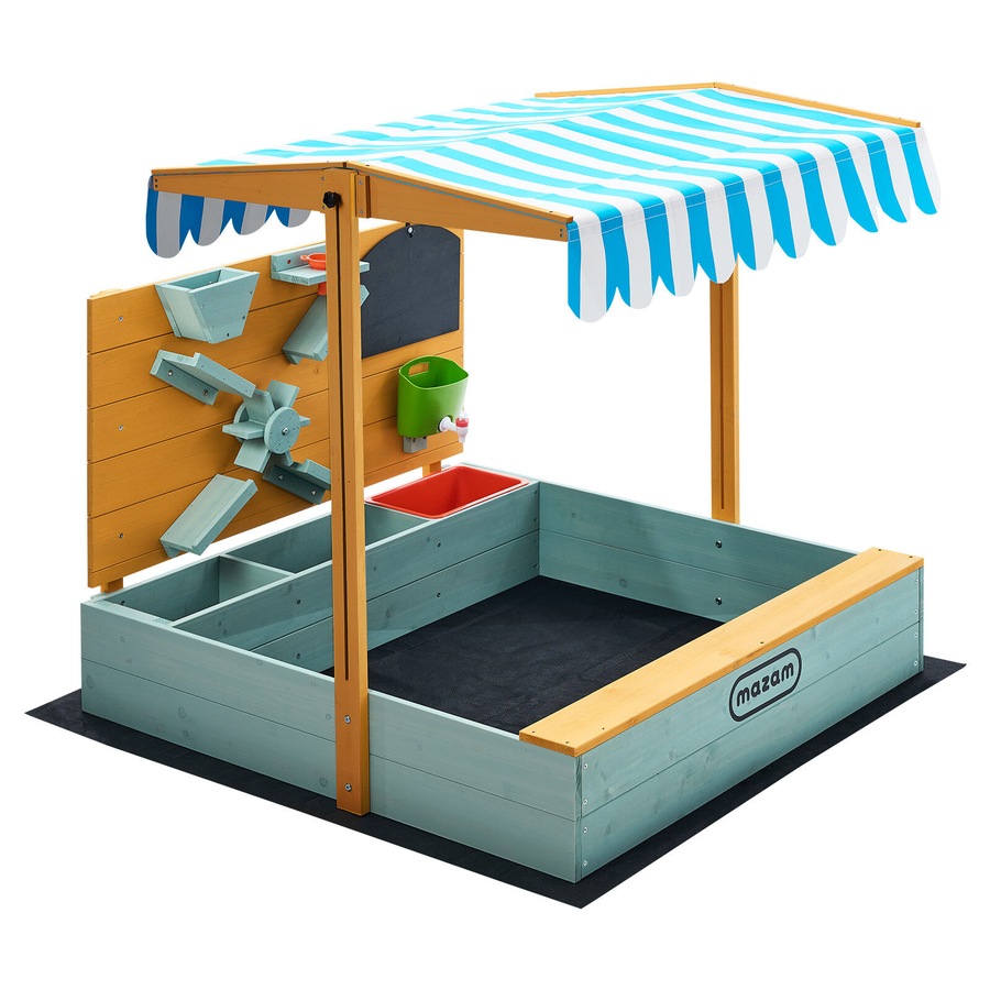 Mazam Kids Sandpit Outdoor Wooden Sandbox Beach Play Canopy Sand Play Toy Set