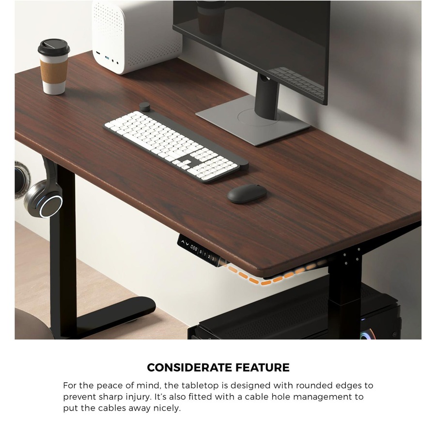 Oikiture 160CM Electric Standing Desk Dual Motor Height Adjustable Motorised Sit Stand Desk Rise Walnut