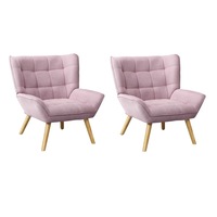 Oikiture 2x Armchair Fabric Pink