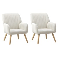 Oikiture 2x Armchair Lounge Sherpa White