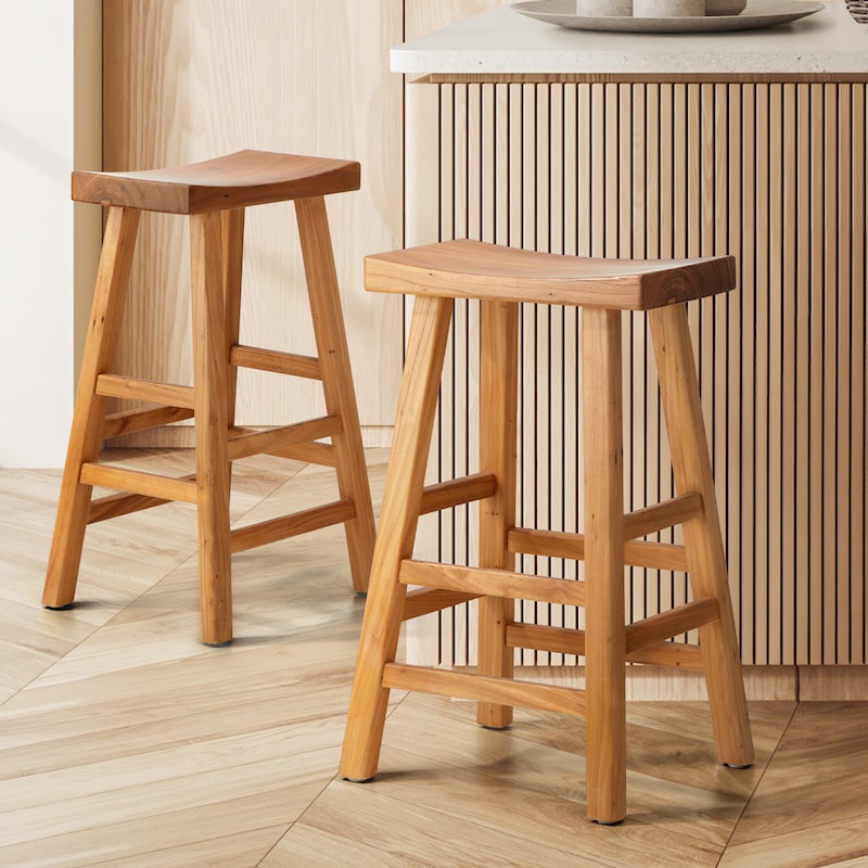 Buy Oikiture 2x Bar Stools Kitchen Stool Wooden Counter Chairs ...