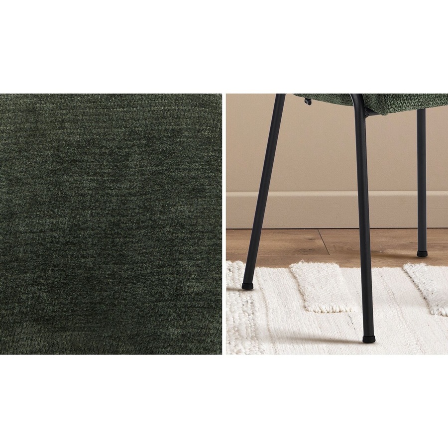 Oikiture 2x Dining Chairs Chenille Fabric Kitchen Side Chair Green