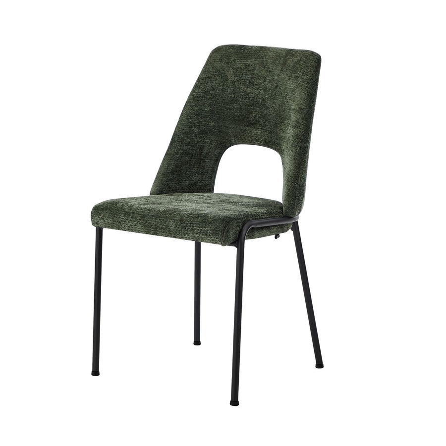 Oikiture 2x Dining Chairs Chenille Fabric Kitchen Side Chair Green