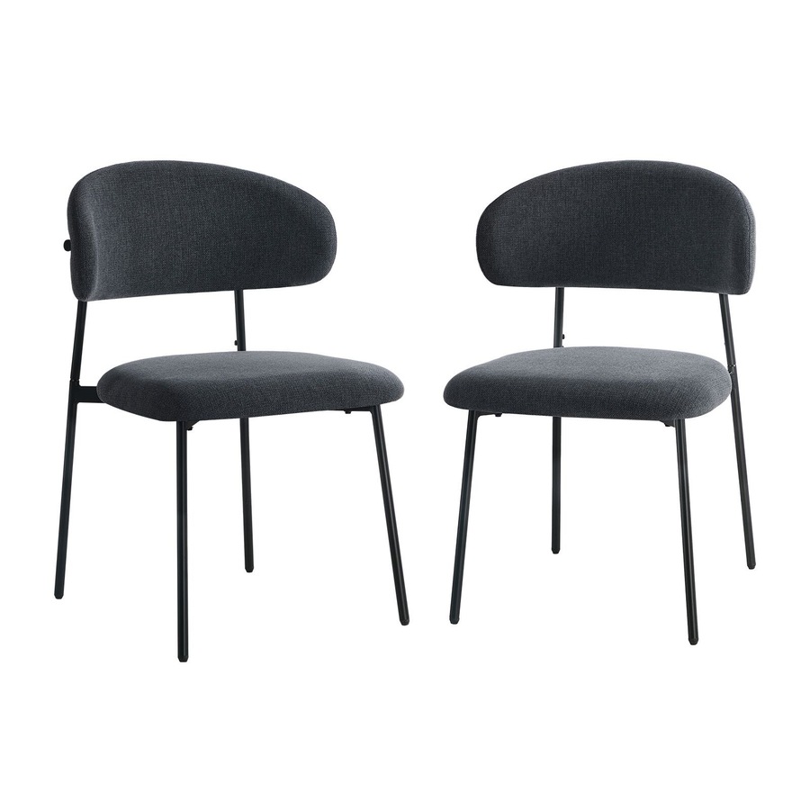 Oikiture 2x Dining Chairs Kitchen Lounge Seat Linen Fabric Accent Chair Grey