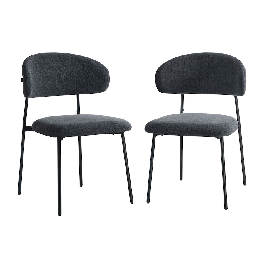 Oikiture 2x Dining Chairs Kitchen Lounge Seat Linen Fabric Accent Chair Grey