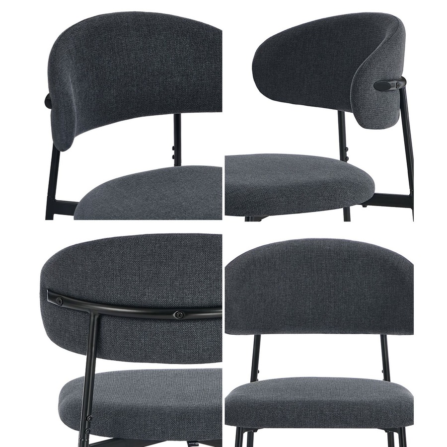 Oikiture 2x Dining Chairs Kitchen Lounge Seat Linen Fabric Accent Chair Grey