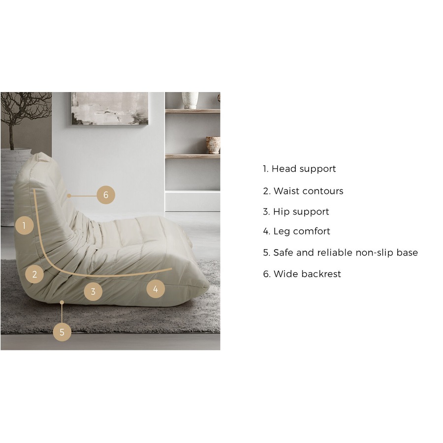 Oikiture 2X Floor Sofa Lounge Caterpillar Lazy Accent Couch Single Chair Pouffe Beige