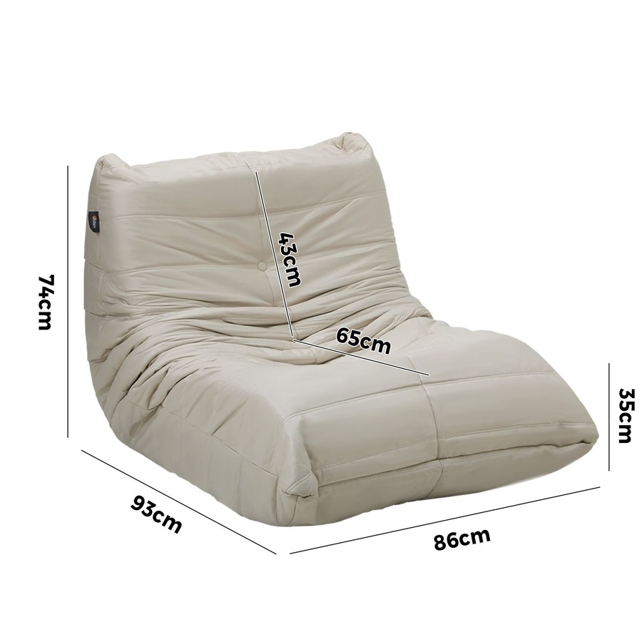 Oikiture 2X Floor Sofa Lounge Caterpillar Lazy Accent Couch Single Chair Pouffe Beige