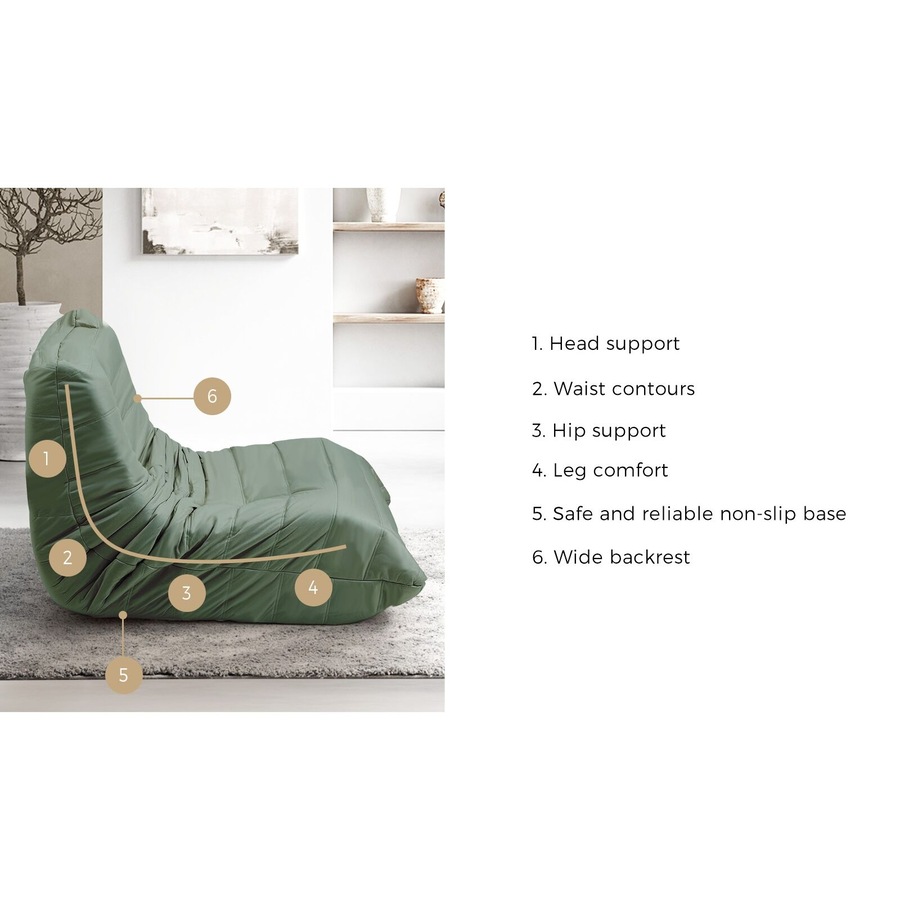 Oikiture 2X Floor Sofa Lounge Caterpillar Lazy Couch Single Accent Chair Pouffe Green