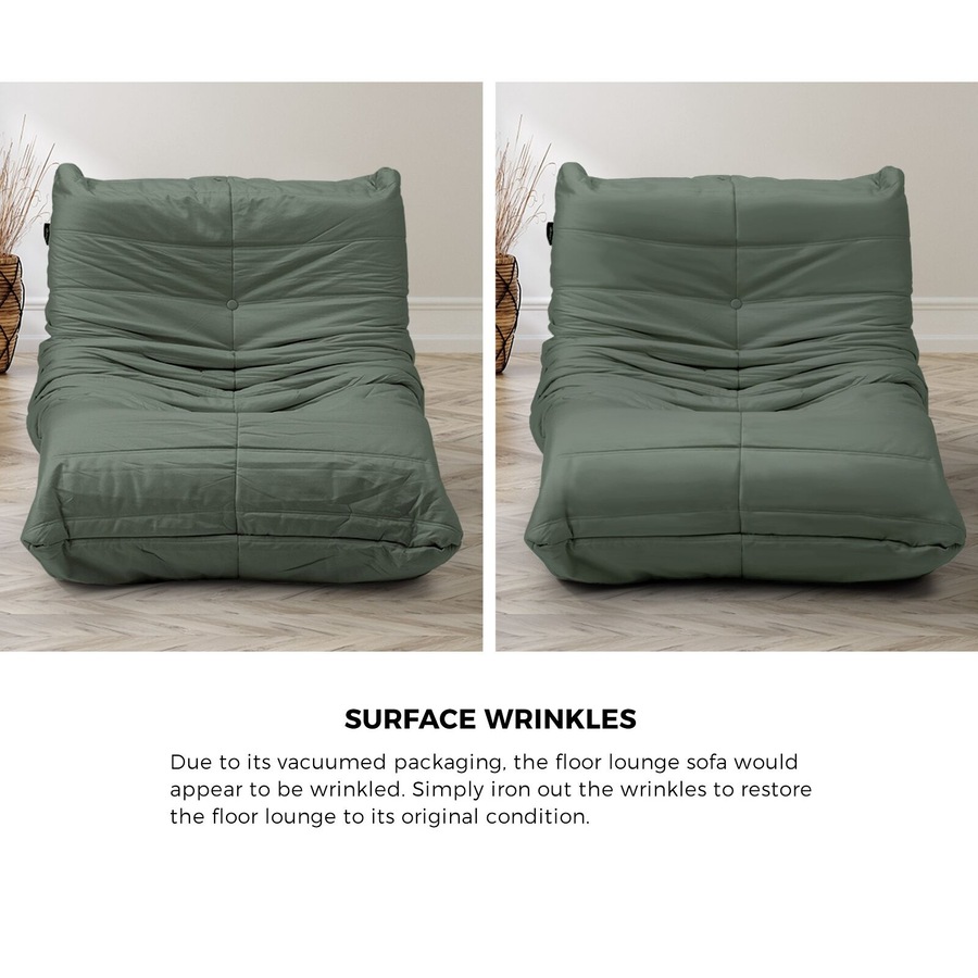 Oikiture 2X Floor Sofa Lounge Caterpillar Lazy Couch Single Accent Chair Pouffe Green