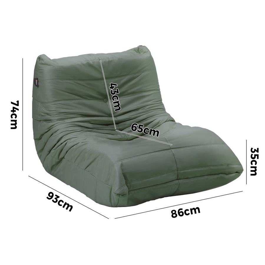 Oikiture 2X Floor Sofa Lounge Caterpillar Lazy Couch Single Accent Chair Pouffe Green