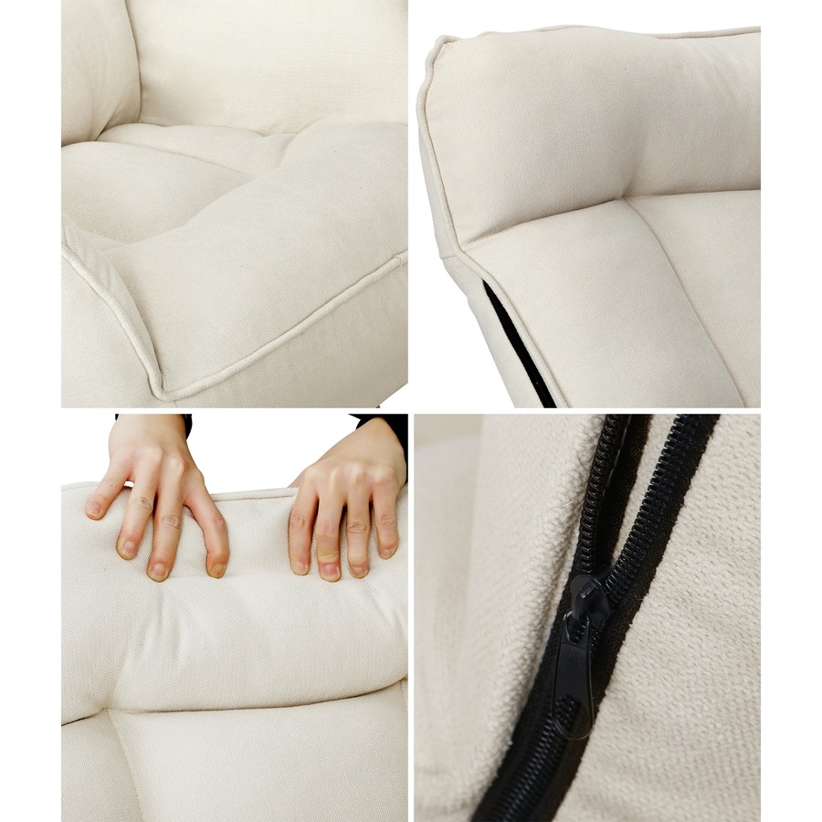 Oikiture 360 Swivel Armchair Recliner Lounge Ottoman Accent Chair Sofa With Stool Beige