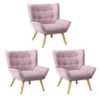 Oikiture 3x Armchair Fabric Pink