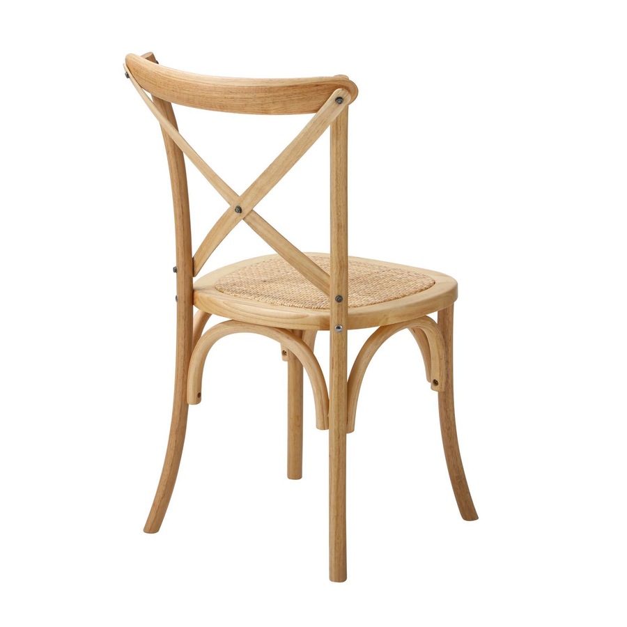 Oikiture 4PCS Crossback Dining Chair Solid Birch Timber Wood Ratan Seat Natural