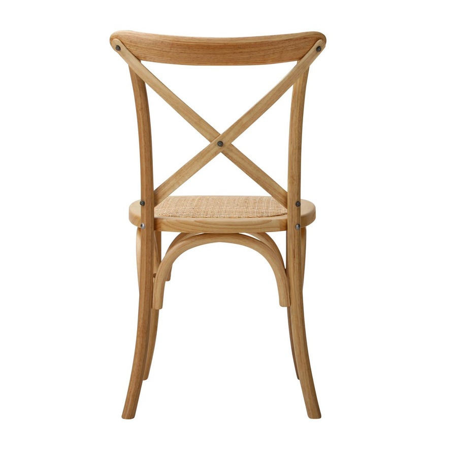 Oikiture 4PCS Crossback Dining Chair Solid Birch Timber Wood Ratan Seat Natural