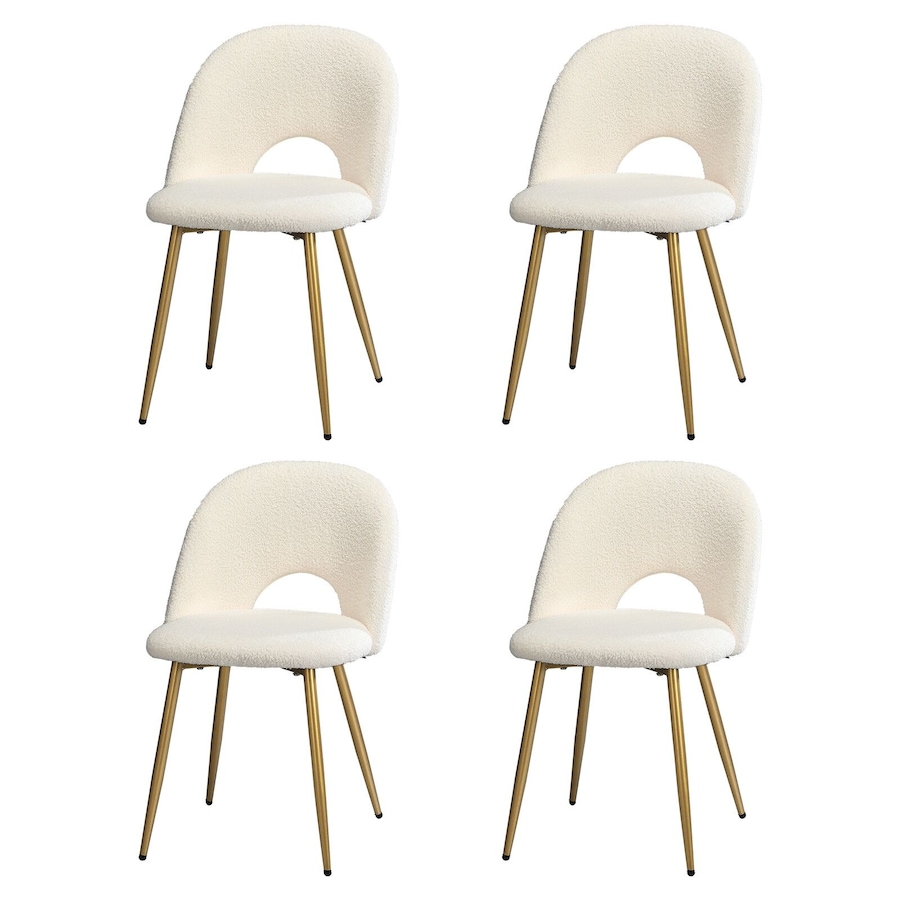 Oikiture 4PCS Dining Chairs Accent Chair Armchair Sherpa Golden White