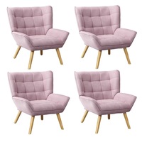 Oikiture 4x Armchair Fabric Pink