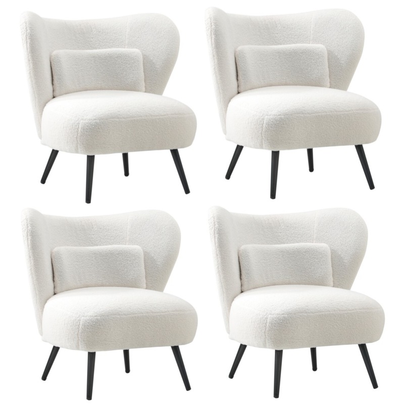 Buy Oikiture 4x Armchair Lounge Chair with Lumbar Pillow Wingback ...
