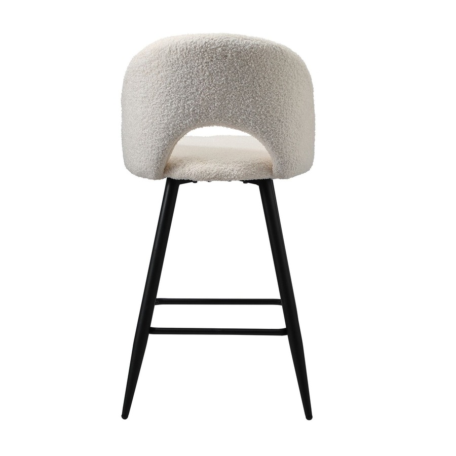 Oikiture 4x Bar Stools Kitchen Stool Boucle Fabric Counter Chair White HORN