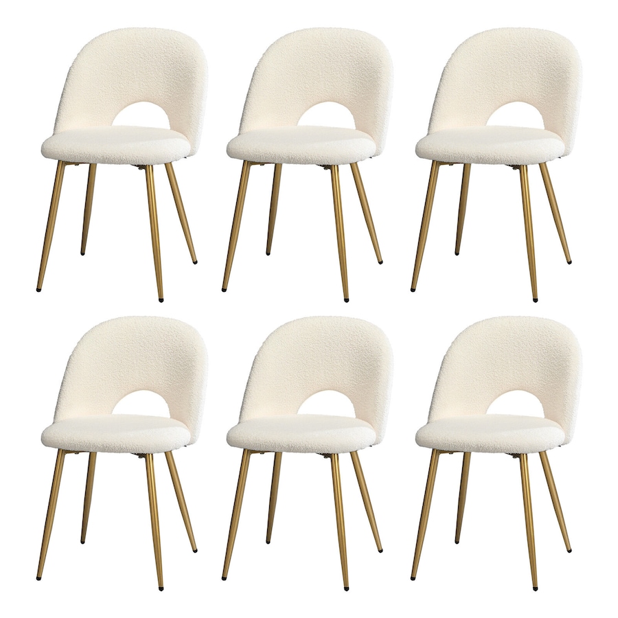Oikiture 6PCS Dining Chairs Accent Chair Armchair Sherpa Golden White