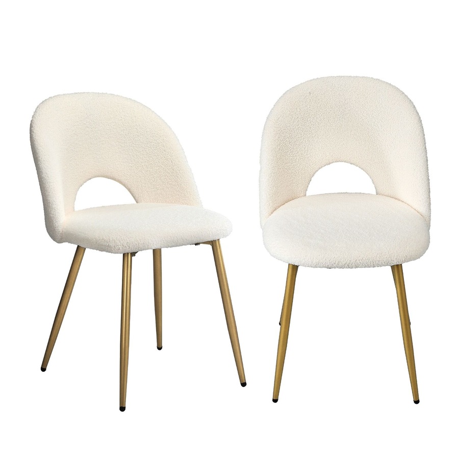 Oikiture 6PCS Dining Chairs Accent Chair Armchair Sherpa Golden White