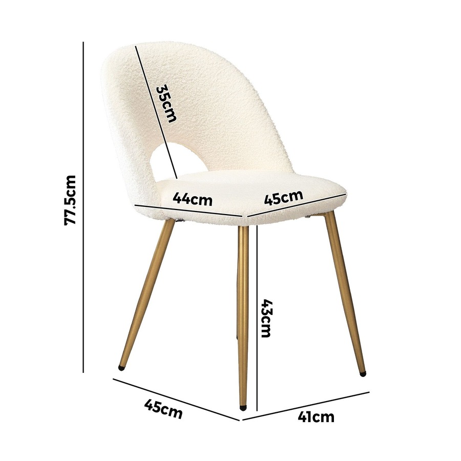 Oikiture 6PCS Dining Chairs Accent Chair Armchair Sherpa Golden White