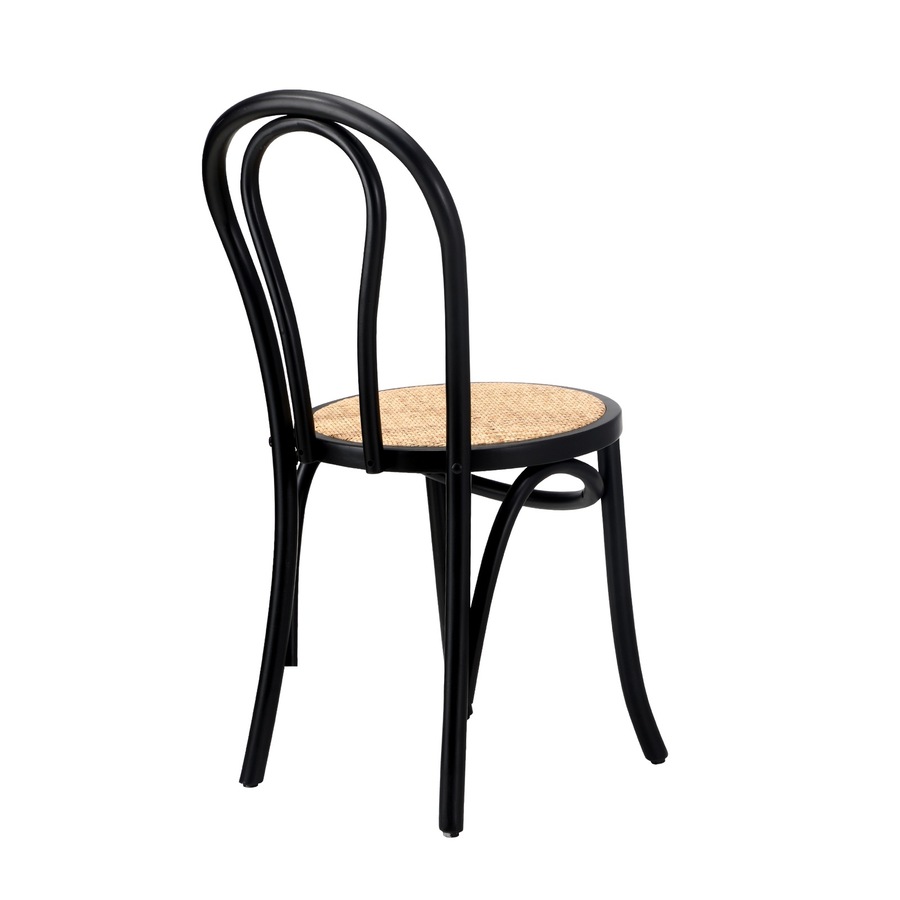 Oikiture 6x Dining Chair Solid Wooden Chairs Ratan Seat Black