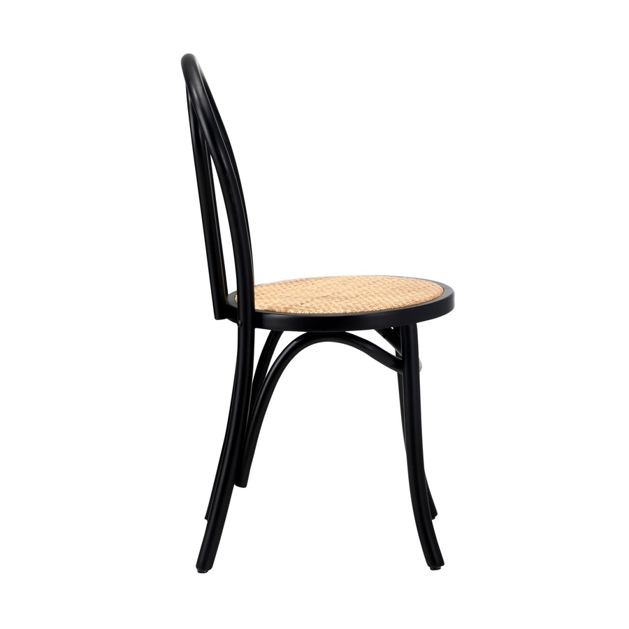 Oikiture 6x Dining Chair Solid Wooden Chairs Ratan Seat Black