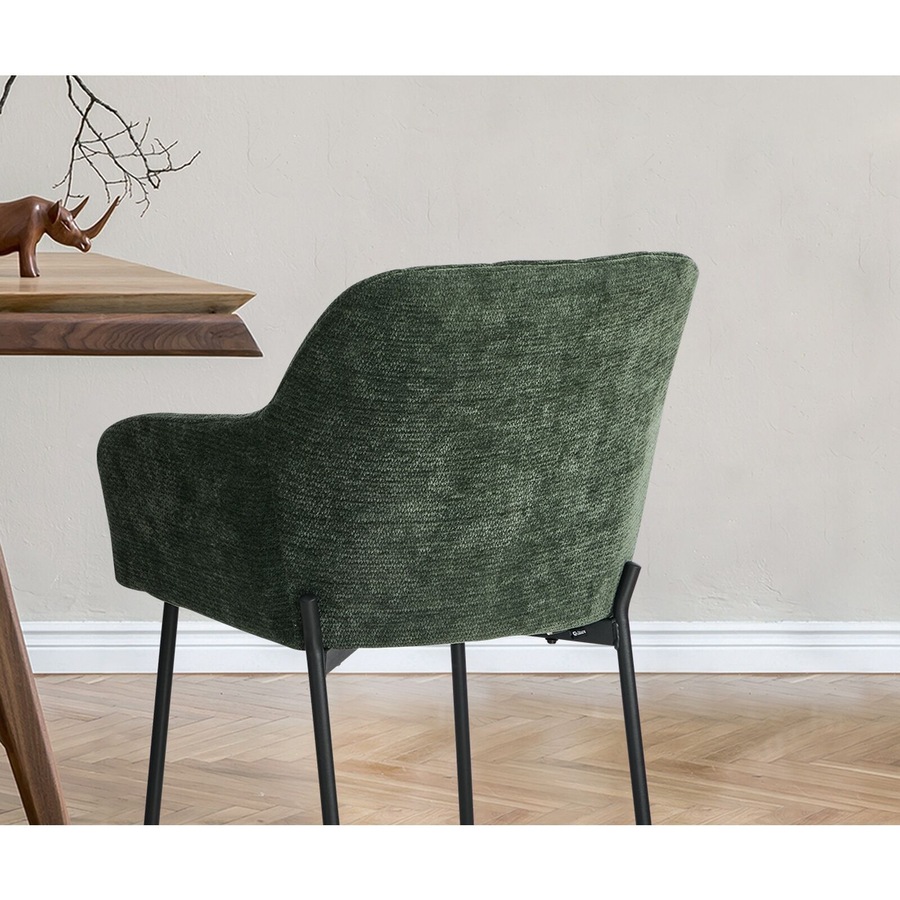 Oikiture 6x Dining Chairs Kitchen Accent Armchairs Chenille Fabric Green