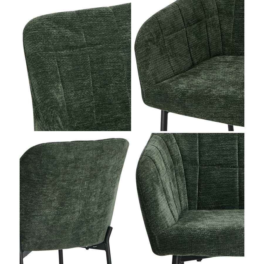 Oikiture 6x Dining Chairs Kitchen Accent Armchairs Chenille Fabric Green