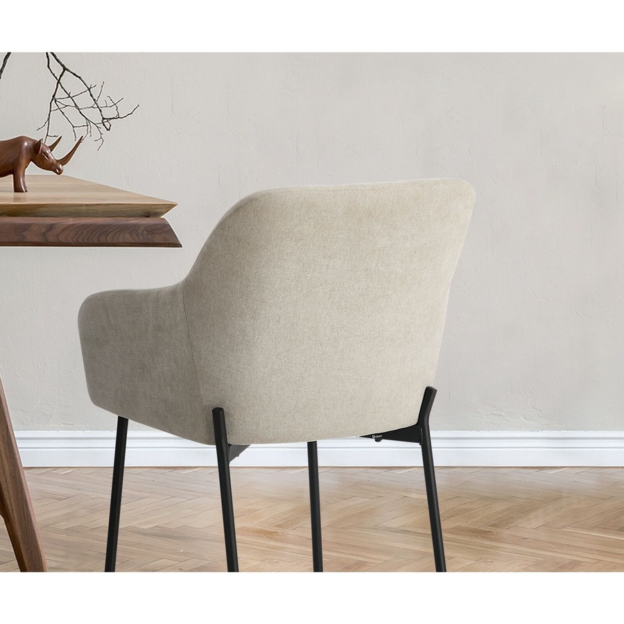 Oikiture 6x Dining Chairs Kitchen Accent Armchairs Linen Fabric Beige